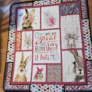 Handmade Quilt Patchwork Blanket, The Velveteen Rabbbit - Easter / Baby Shower